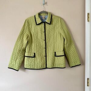 90s Quilted Lightweight Jacket Chartreuse Green Black Medium